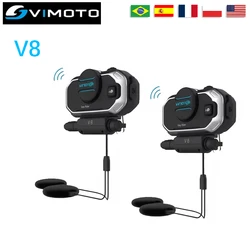 Vimoto V8 casco de motocicleta versión en inglés Easy Rider multifuncional Bluetooth Walkie Talkie Compatible con auriculares batería de 850mAH