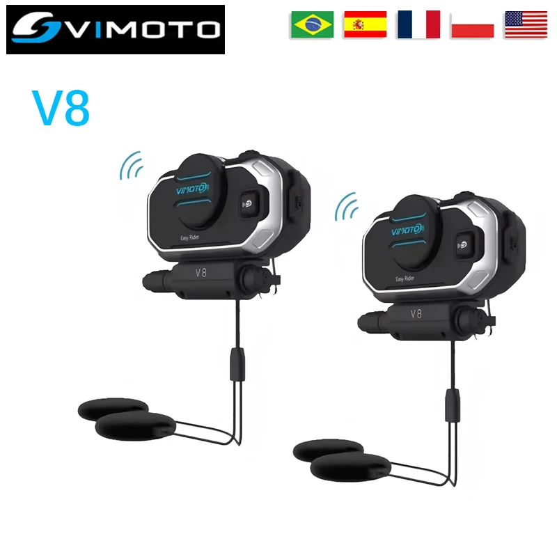 Vimoto V8 Motorcycle Helmet English Version Easy Rider Multifunctional Bluetooth Walkie Talkie Compatible Headset 850mAH battery