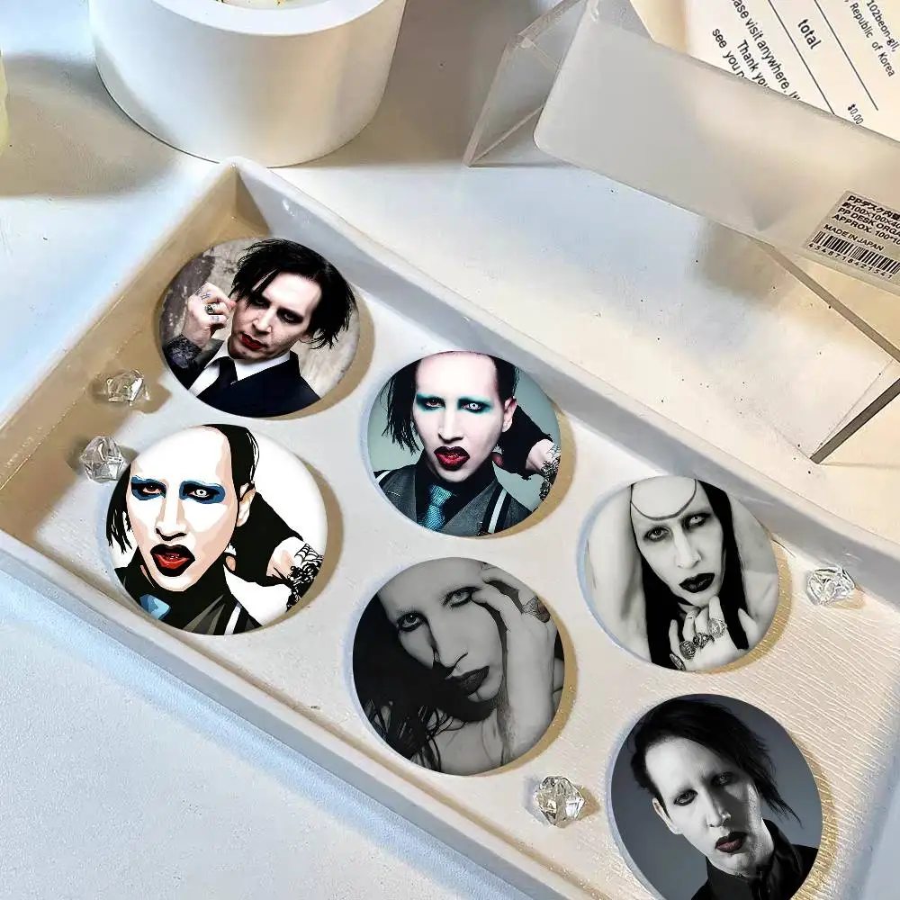 1pc Popular Singer M-Marilyn M-Manson Cartoon Style Badge Brooches On Backpack Decoration Round Enamel Pins For Accessorys