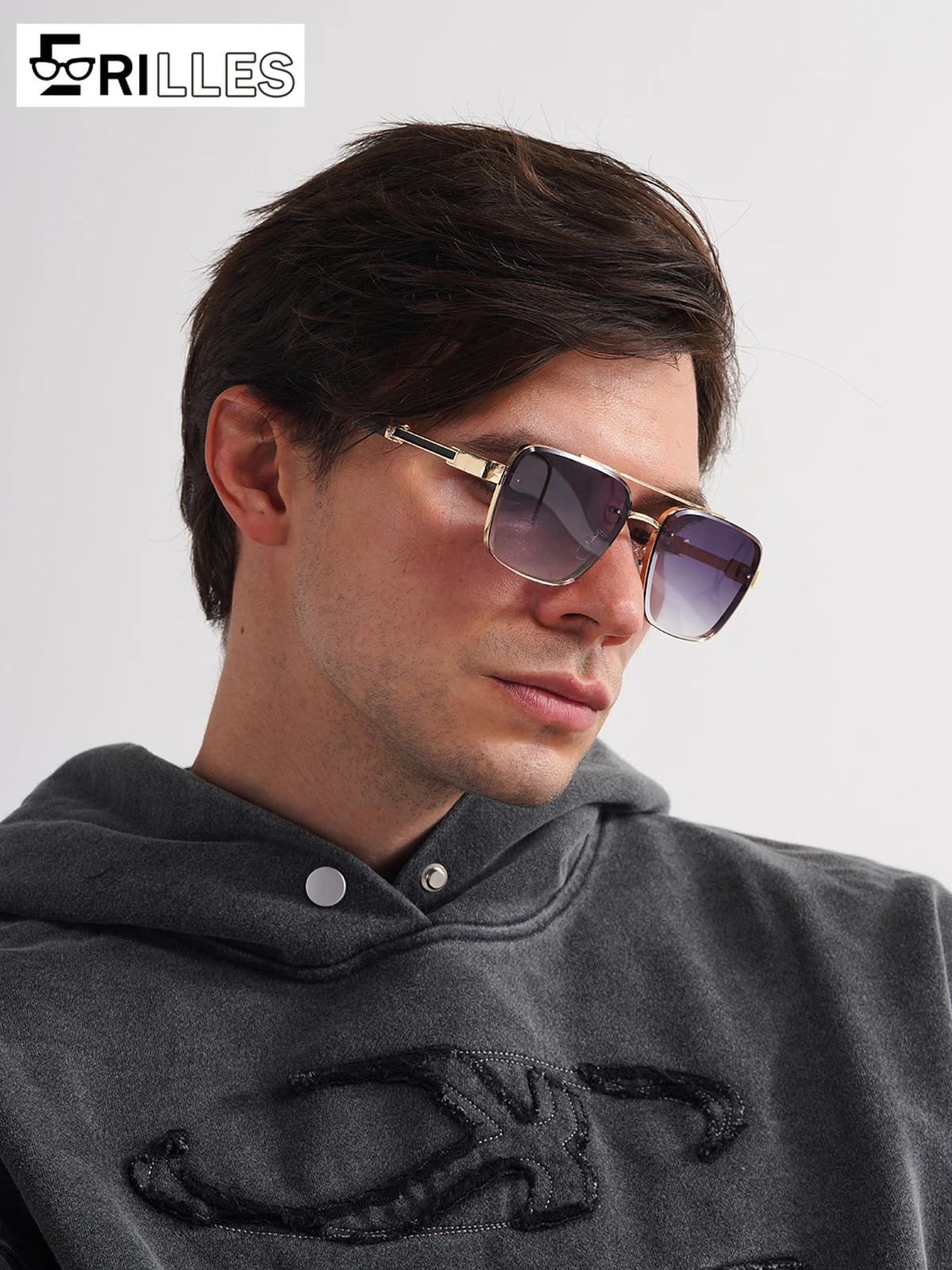 Quadratische Retro-Sonnenbrille für Herren, UV400-Schutz, Vollformat-Design, polarisierte Fahrbrille mit hochwertigen Materialien, klassischer Stil