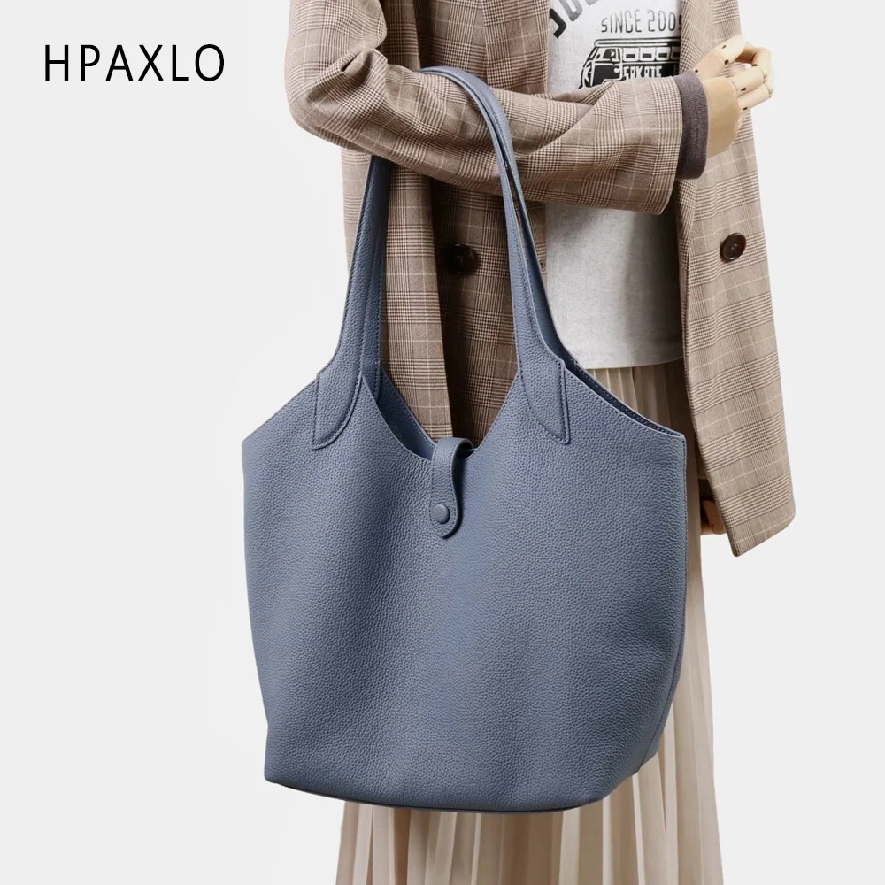 حقيبة يد عصرية من الجلد المحبب بالكامل وواسعة لعمال المكتب أنيقة وبسيطة وفريدة من نوعها حقيبة كتف مميزة حقيبة راقية