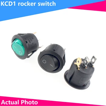 Kcd1車用LED電源スイッチ、オン/オフライトスイッチ、ラウンドロッカー、5個、10a、12v、3ピン、kcd1