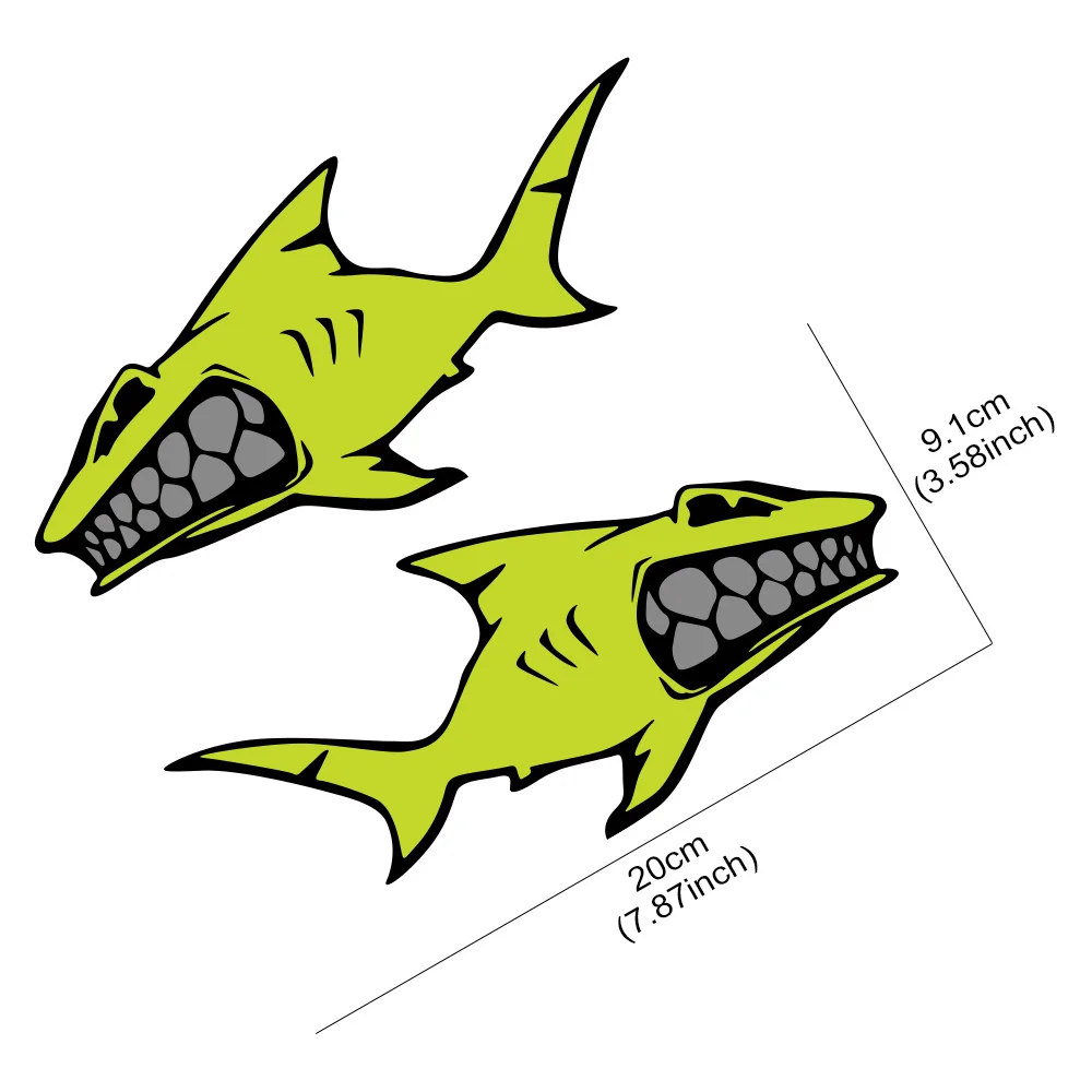 2Pcs/Set 2D Flat Cartoon Shark Vinyl Decals, Matte Waterproof Removable Stickers for Car Motorcycle Helmet DIY Decor