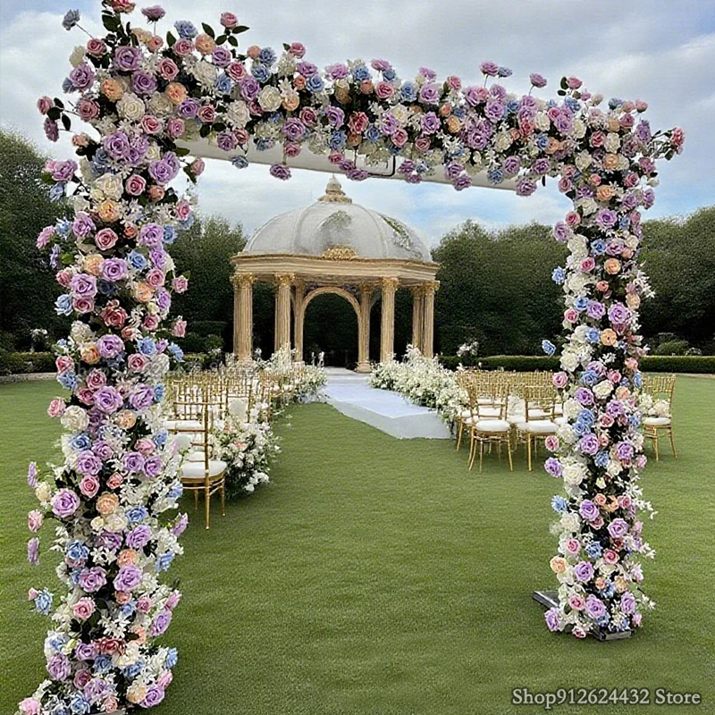 Luxury Wedding Rose Green Leaves Arrangement Arch Flower Arrangement Table Floral Runner Celebration Stage Prop  Activities Even