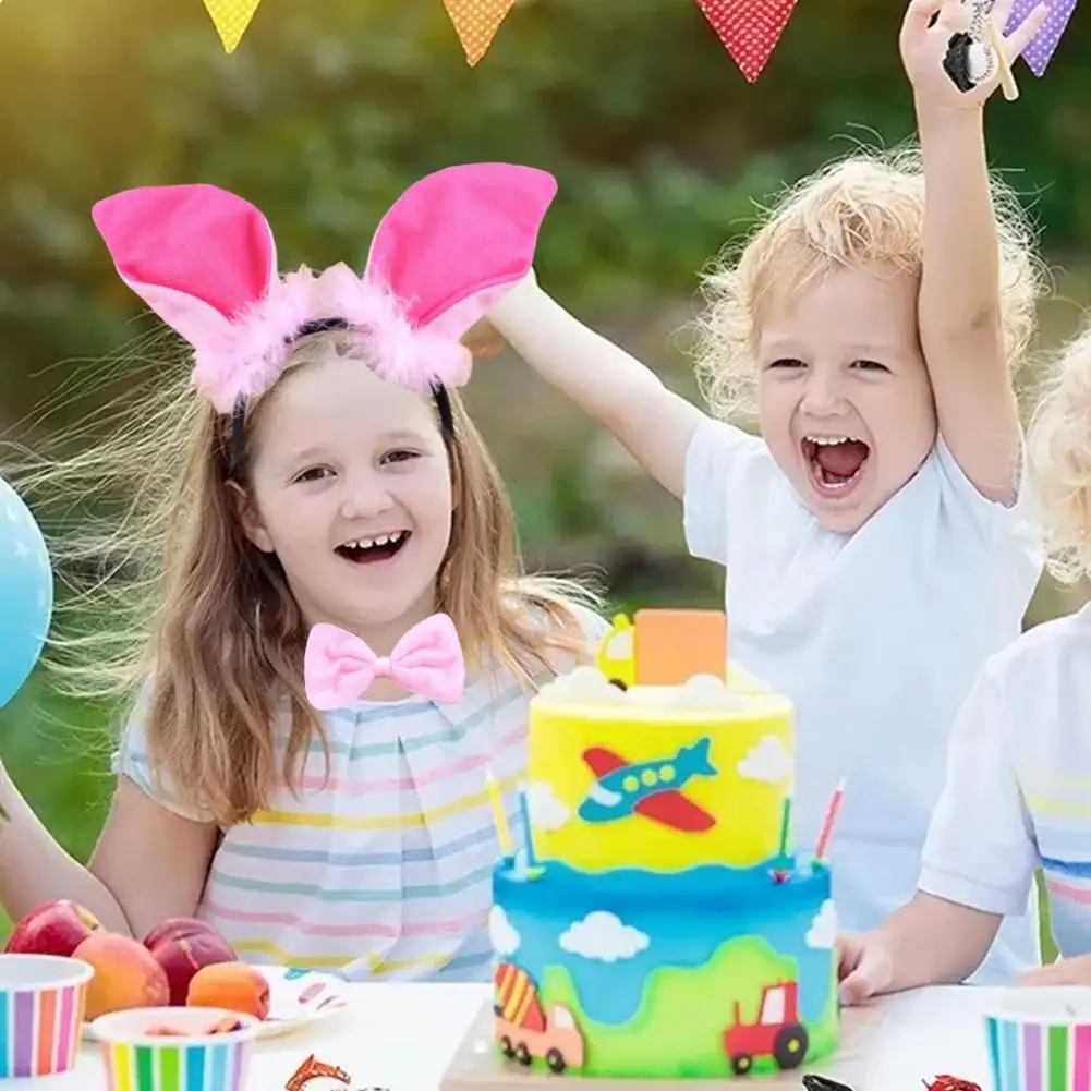 مجموعة ذيل الأذنين القابلة للتمدد من القطيفة للأطفال، عصابة رأس وذيل وربطة عنق للهالوين للأطفال الصغار تحت عنوان