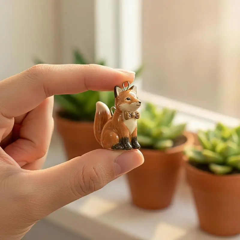 3D Cute Animal DIY Pendant Necklace Fashion Dog Fox Squirrel Brown Bear Charms Handmade Jewelry for Girls Casual Wear Use