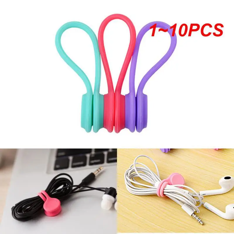 1~10PCS Cable Organizer Soft Silicone Magnetic Cable Winder Cord Earphone Storage Holder Clips Cable Winder For Earphone Data