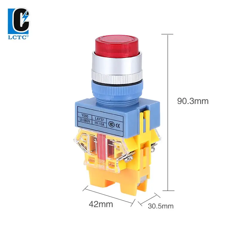 LAY37-11DN(PBCY090)LAY37 Illuminated Button Switch Self-Reset Button 22MM