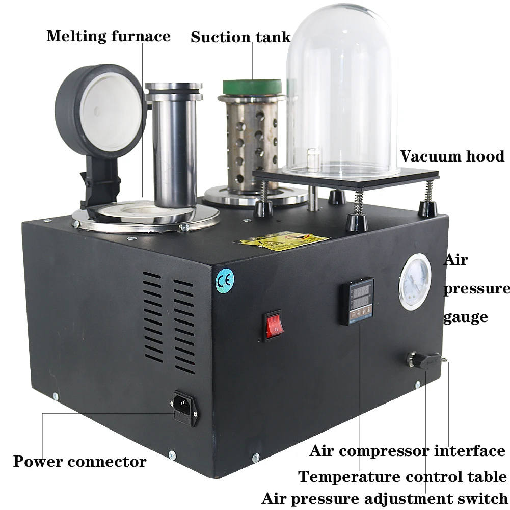 1-3kg Melting Furnace Jewelry Casting Machine Digital Vacuum Equipment Gold Metal and Silver Refining with Crucible 110/220V