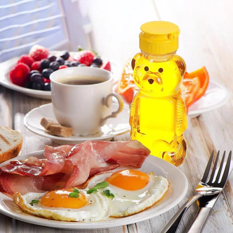 10 Pcs 8Oz Honey Jar Plastic Bear Honey Bottles Jars Clear Honey Containers Dispenser Honey Squeeze Bottle Juice Bottle