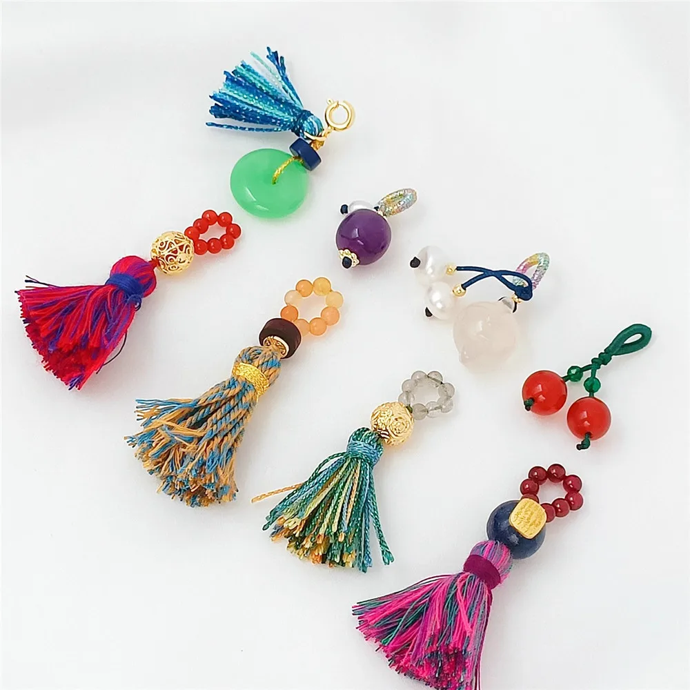 

Тканая веревка из натурального агата, лазурита, кисточка, кольцо для бега, кулон, браслет «сделай сам», ожерелье, материалы для ювелирных изделий из бисера