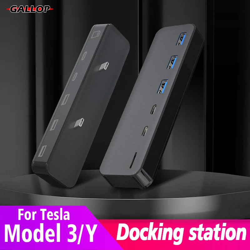 

Intelligent Docking Station USB Shunt Hub 27W Quick Charger Decoration Interior Accessories For Tesla 2021-2022 Model 3 Model Y