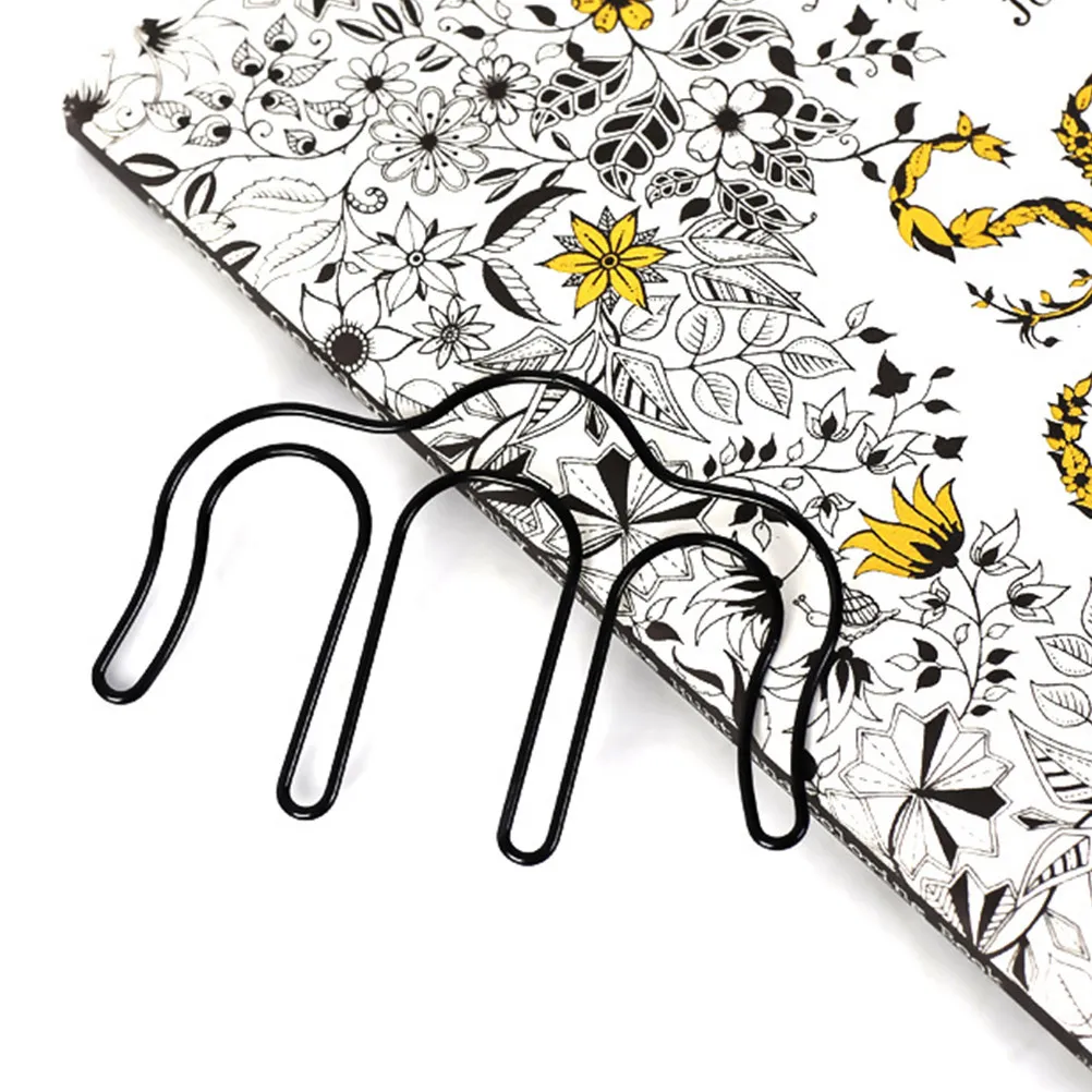 Stylish Black Metal Music Clip M Shaped Hollowed Bookmark Sturdy Electroplated Metal Paper Clips Creative Clip