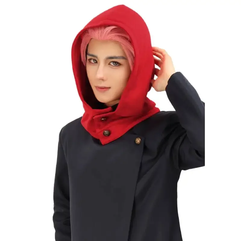 WSIX JJK collar hood itadori peripheral hooded scarf neck warmer button collar hat cosplay costume accessories for Halloween