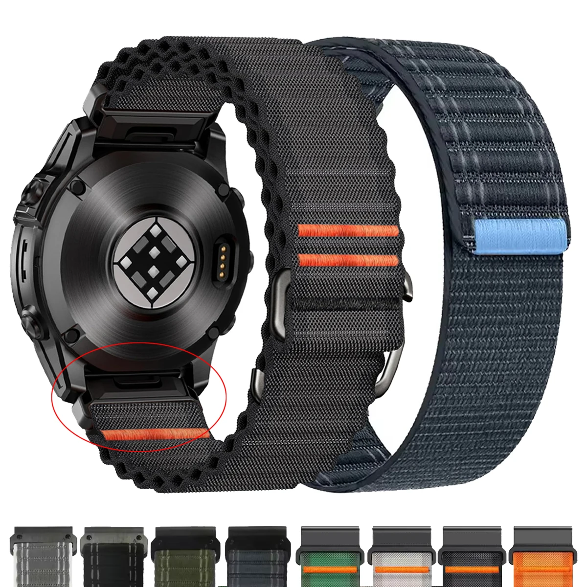 Correa de Gancho y Bucle de 26 mm y 22 mm para Garmin Fenix 8pro MICROLED/AMOLED Fenix E 7 7X Pro 6 6X/Epix/Instinct 3, Correa de Reloj de Nailon