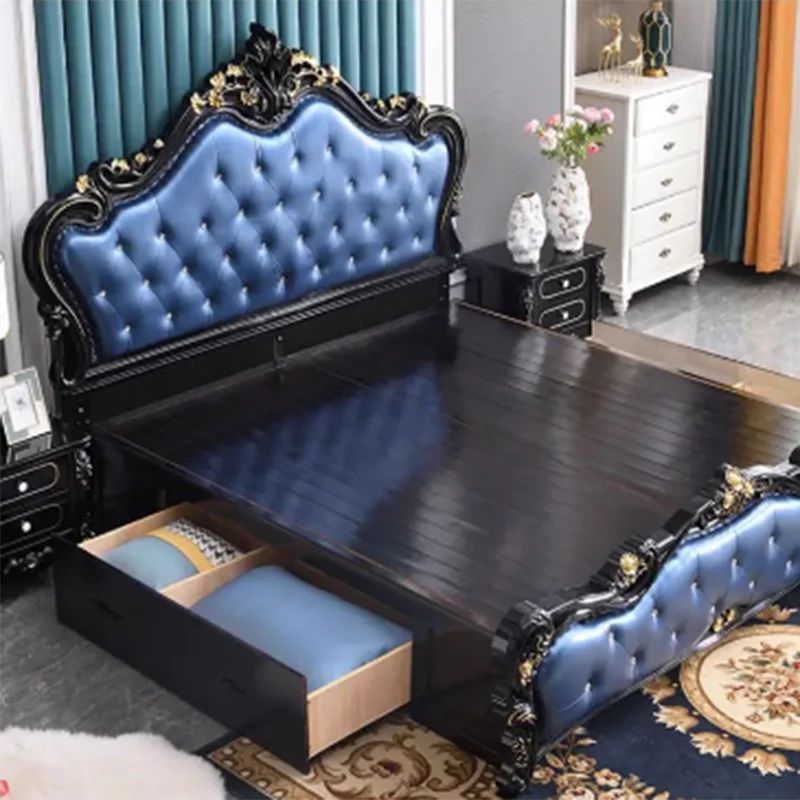 

European Storage Bed Headboards Double Simple Multifunctional Safe Queen Massage Bed Sleeping Platform Cama Unique Furniture