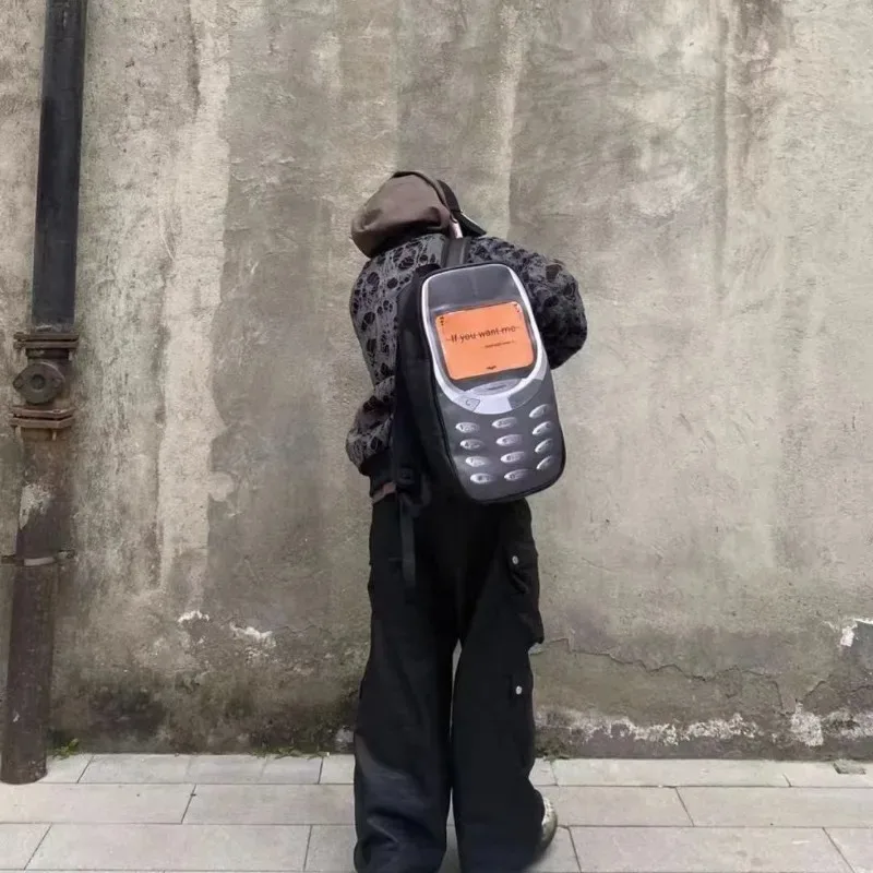 2025 Persoonlijkheid Vintage Telefoontassen Y2k Esthetische Streetwear Vrouwen Studenten Schooltassen Hoge capaciteit Grappige Ins Rugzakken Mannen