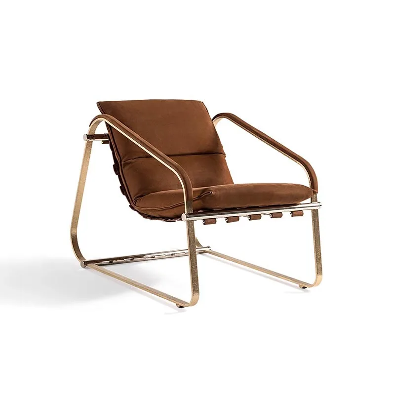 

Italian Single Sofa Modern Simple Matte Leather Lazy Recliner High Back Living Room Balcony Durable Metal Design