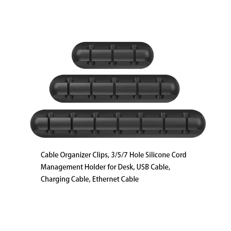 Self-adhesive Silicone Cable Clips USB Cable Holder Organizer for Home Office Desktop Tidy