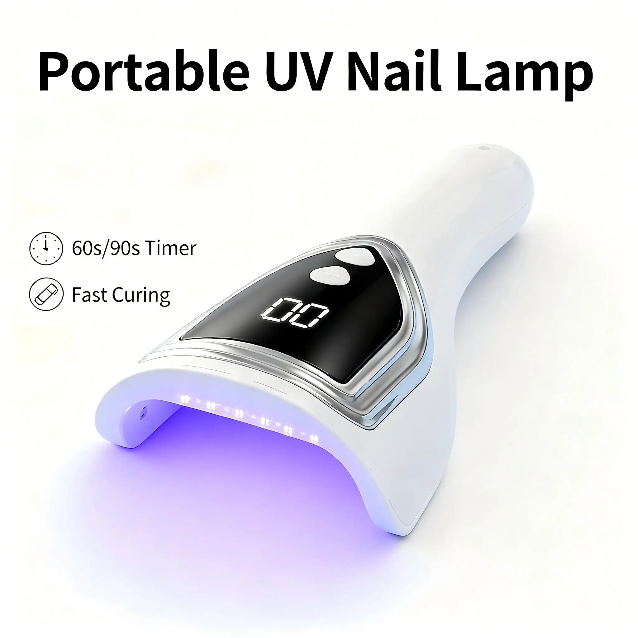 Portable UV Nail Lamp,Rechargeable Handheld LED Nail Dryer with 60/90s Timer,Fast Curing Gel Nail Light for Home Salon Travel