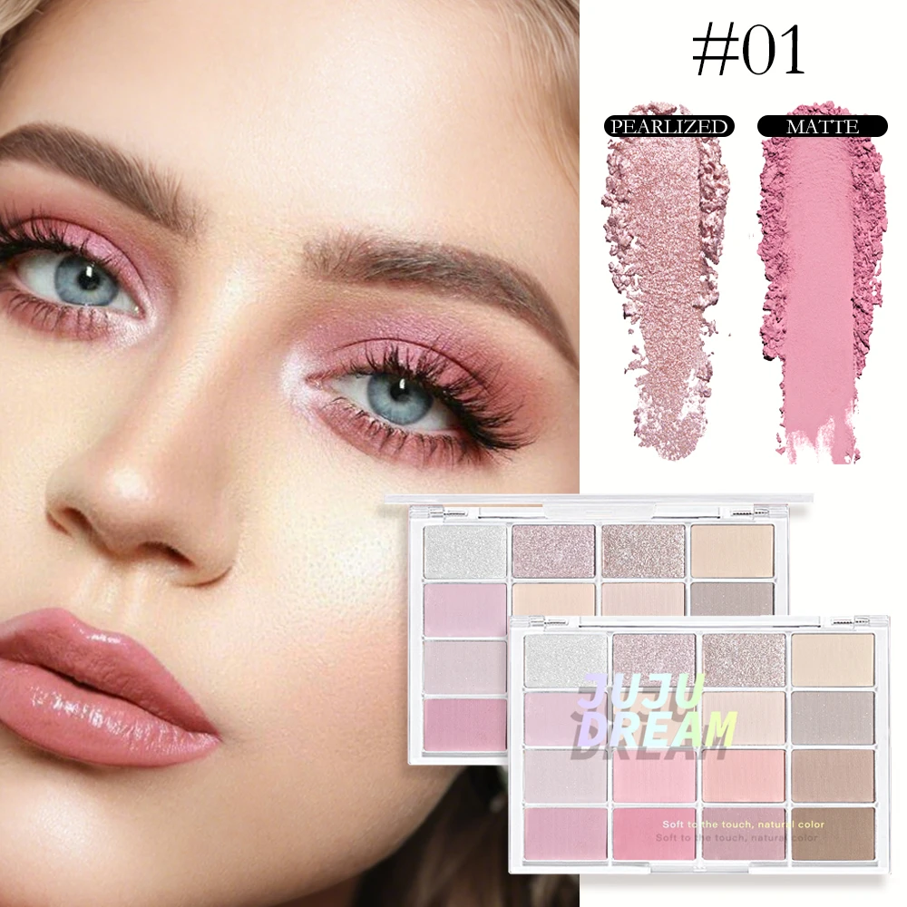 16色のアイシャドウパレット、パール光沢マットな蚕のような質感、低彩度のアースカラーで毎日のメイクを明るくします