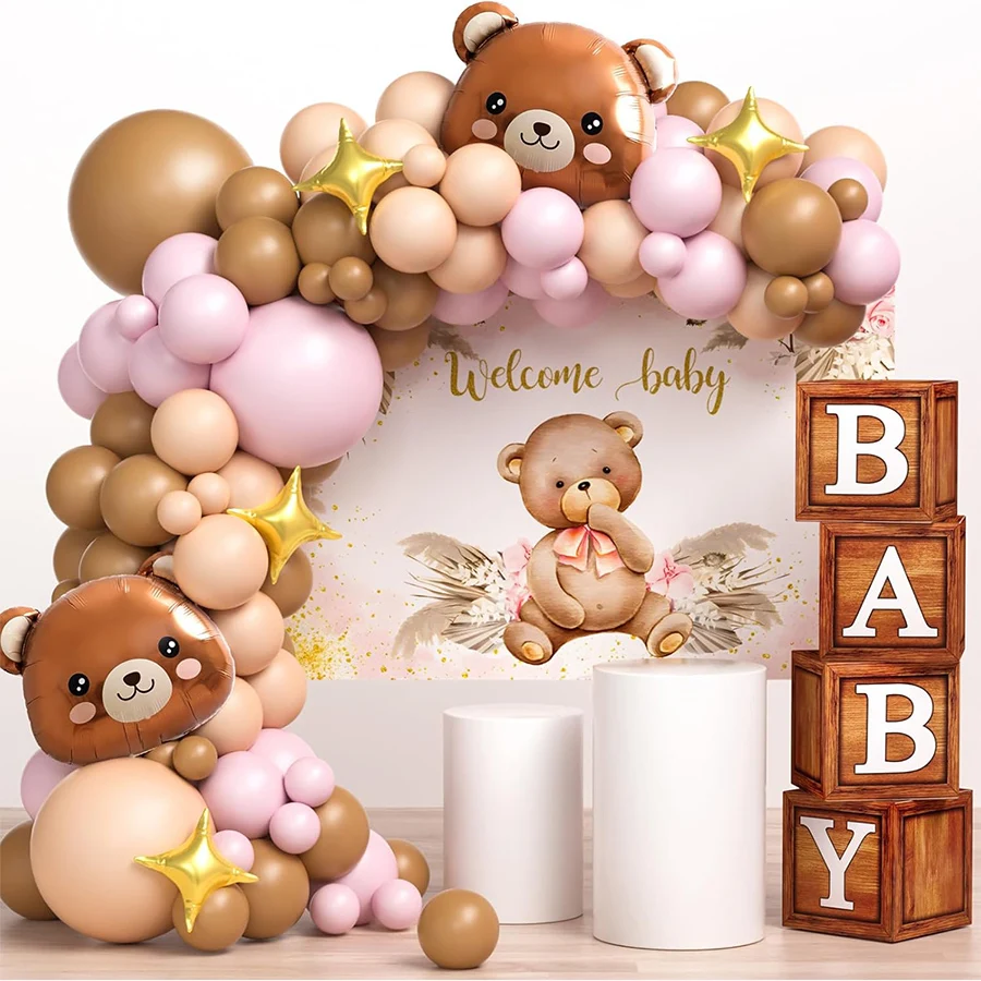 Balloon Arch Kit - ชุดลูกโป่งสีน้ำตาล ชมพู และนู้ด 132 ชิ้น สำหรับตกแต่งซุ้มโค้งงานเลี้ยงวันเกิด