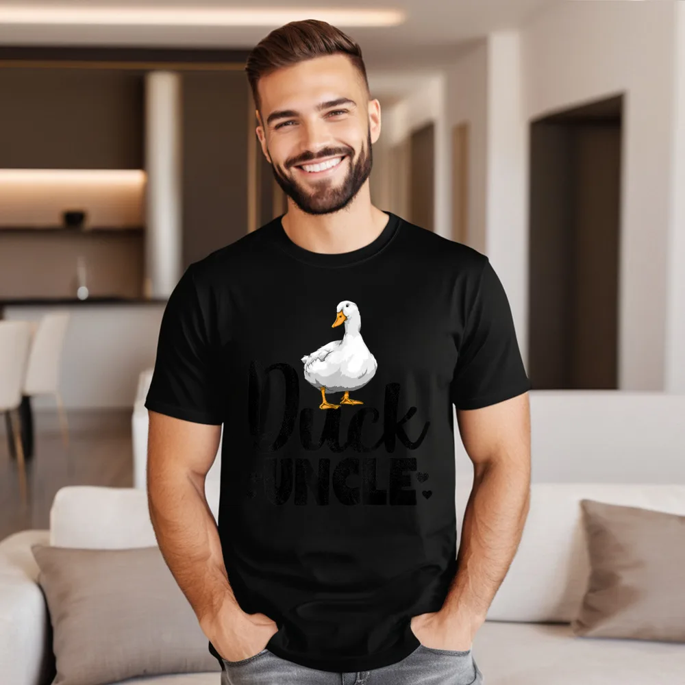 Duck Uncle Funny Water Ducklings T-shirts Casual Funny Round Collar Pure Cotton Tops Tees Tee Shirt Girlfriend Vintage