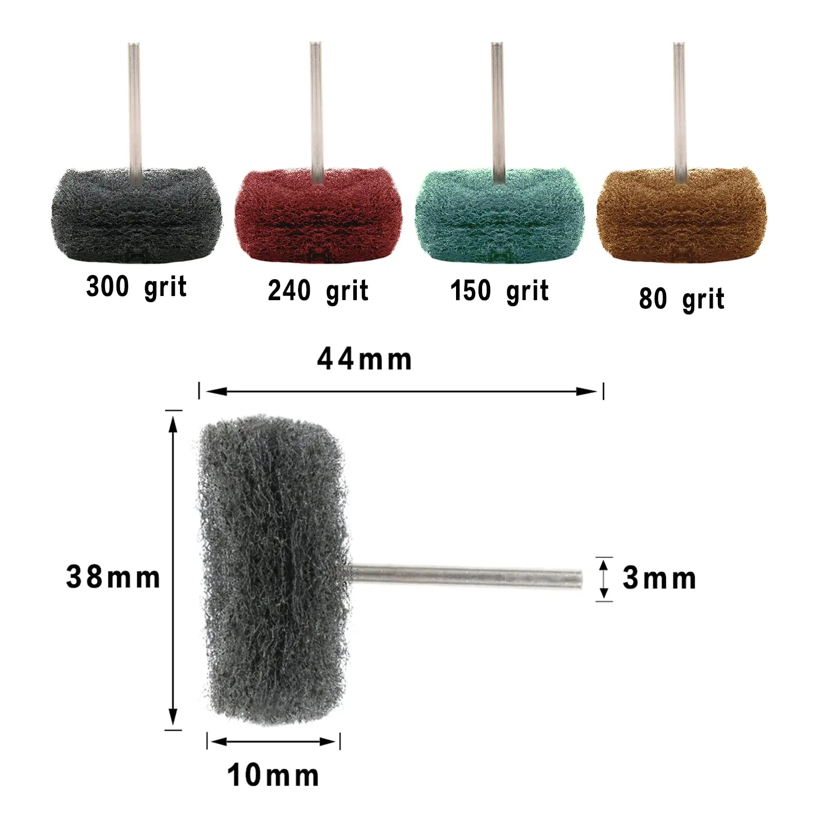 38mm Mini Brush Scouring Pad Abrasive Wheel Nylon Fiber Grinding Sanding Head Buffing Polishing Wheel Set For Dremel Shank 3mm