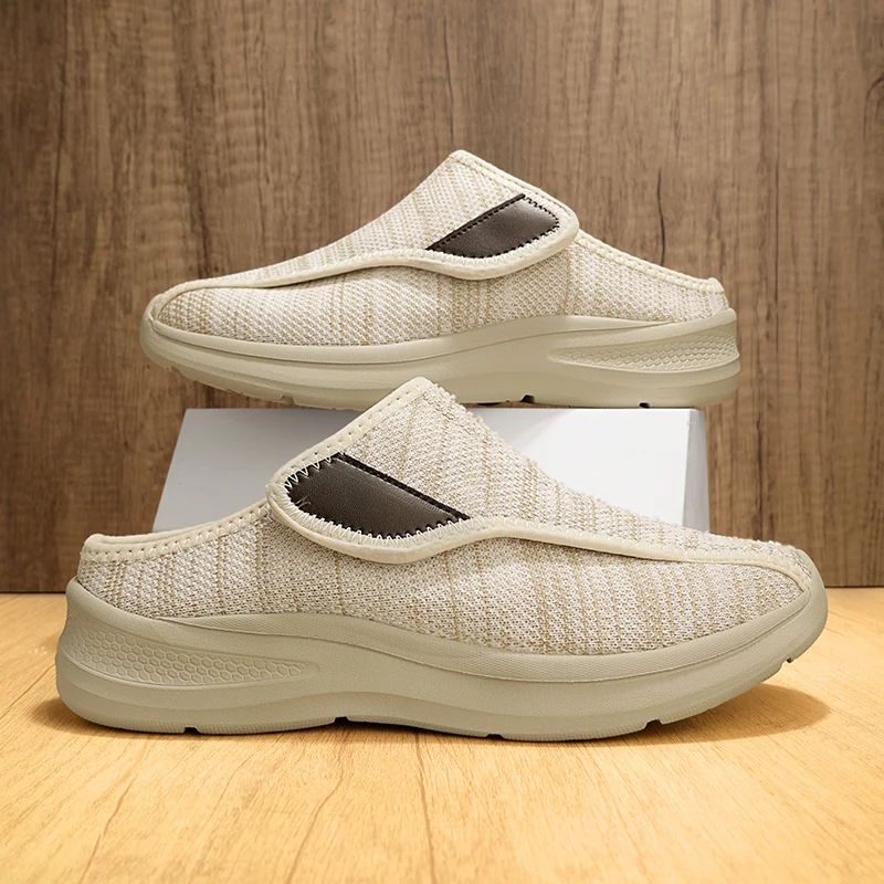Indoor Half Slippers for Men Women Slip-On Mules Clogs for Swollen Feet Adjustable Strap Open Lightweight Walking Shoes