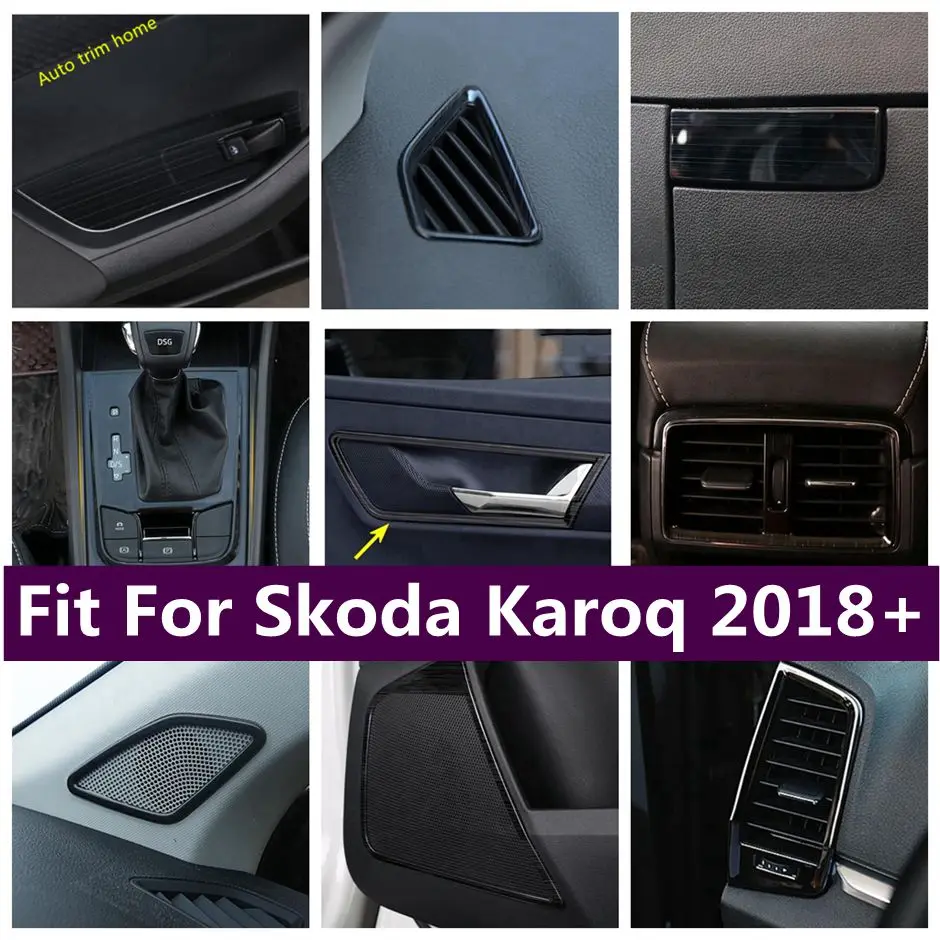 

Dashboard Window Lift Switch Button Metal Shift Gear Box Air Conditioning Outlet AC Vent Cover Trim For Skoda Karoq 2018 - 2022