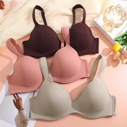 FINETOO 1Pc 여성용 플러스 사이즈 언더 와이어 풀 커버리지 Unlined Seamless Bra 와이드 스트랩 여성용 무선 브래지어 Push Up Brassiere