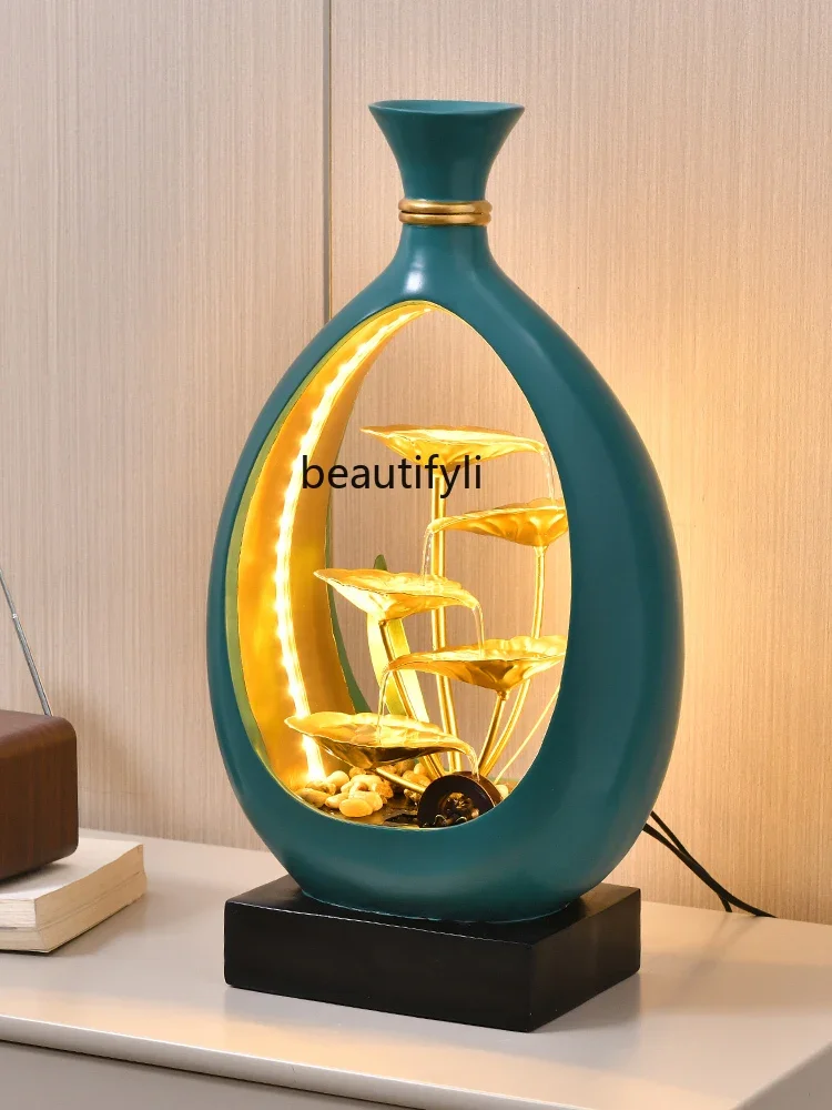 X Light Luxury and Simplicity Modern Flowing Water Ornaments Circulating Water Living Room Decoration Fengshui Wheel Lucky Gift
