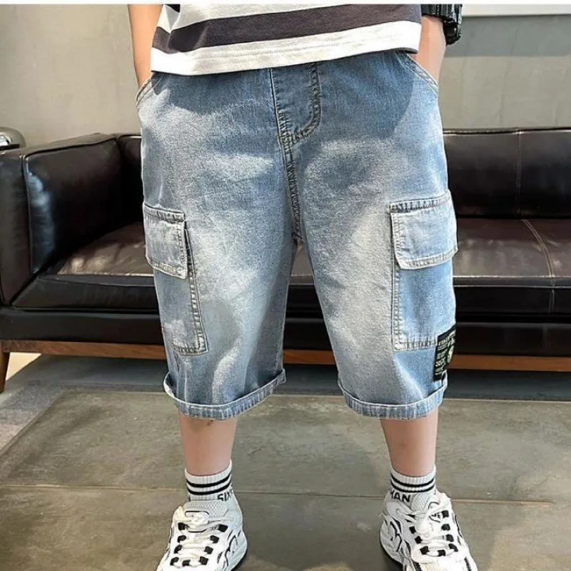 Teenage Boys Denim Shorts 2024New Children Boy Summer Pants Kids Jeans 4 5 6 7 8 9 10 11 12 13 14 15 Years