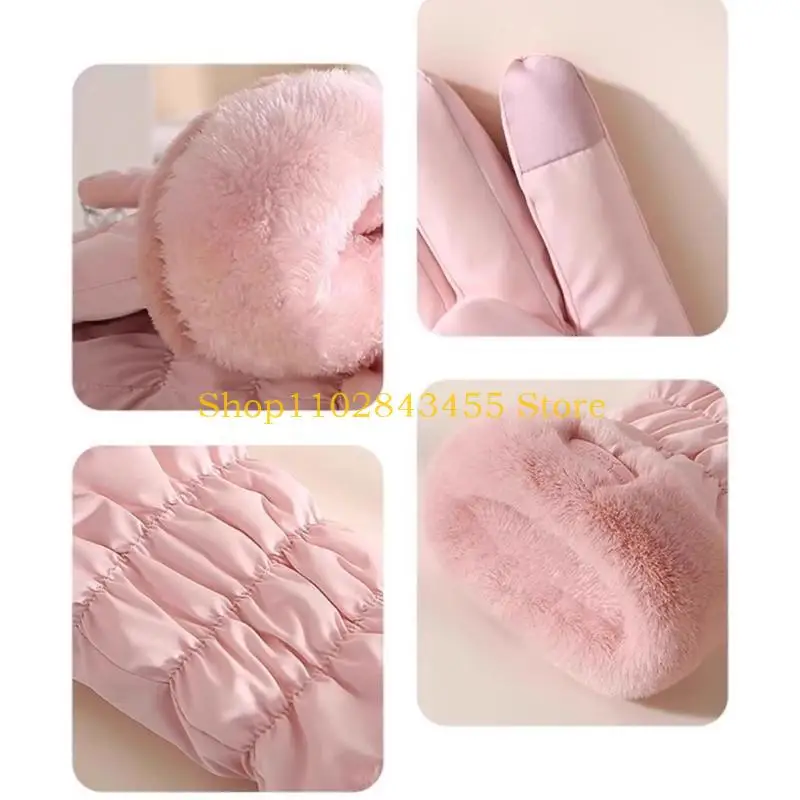 49MC Soft Furry Lining Plush Gloves Touchable Screen Function Hand Protectors for Children and Women Winter Photo Props