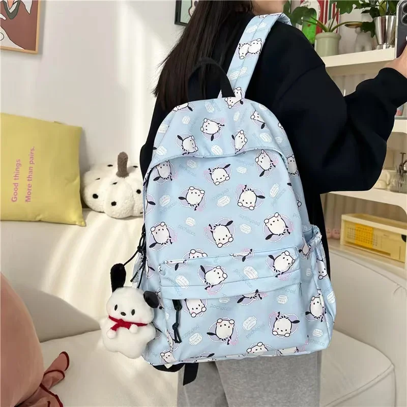 The New Sanrio Cute Girly Heart Backpack Cartoon Pochacco Large-capacity Nylon Schoolbag Student High-value Backpack Gift