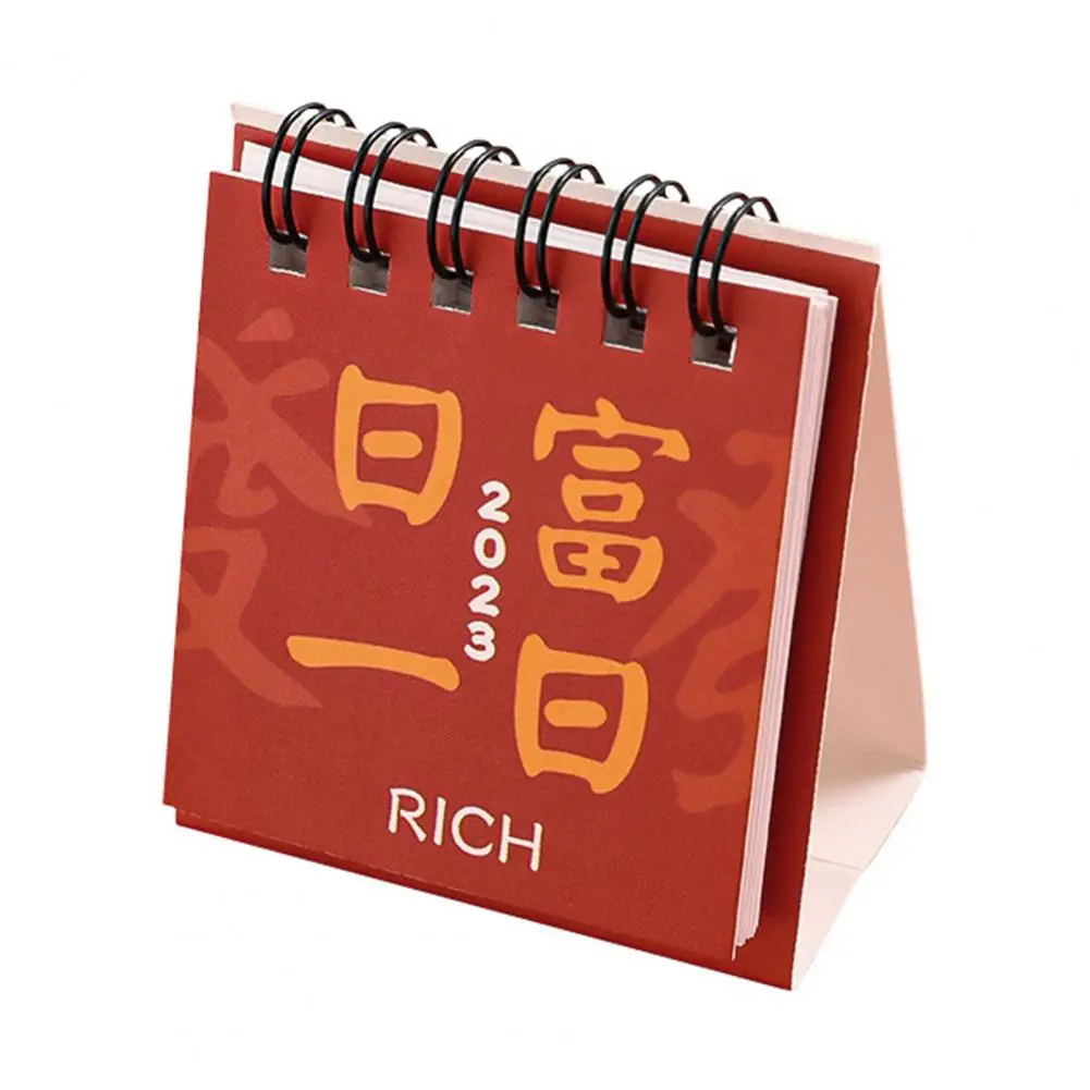 Mini Calendar Printing Inspirational Text Delicate Pattern Daily Schedule 2023 Standing Flip Desktop Calendar for Office