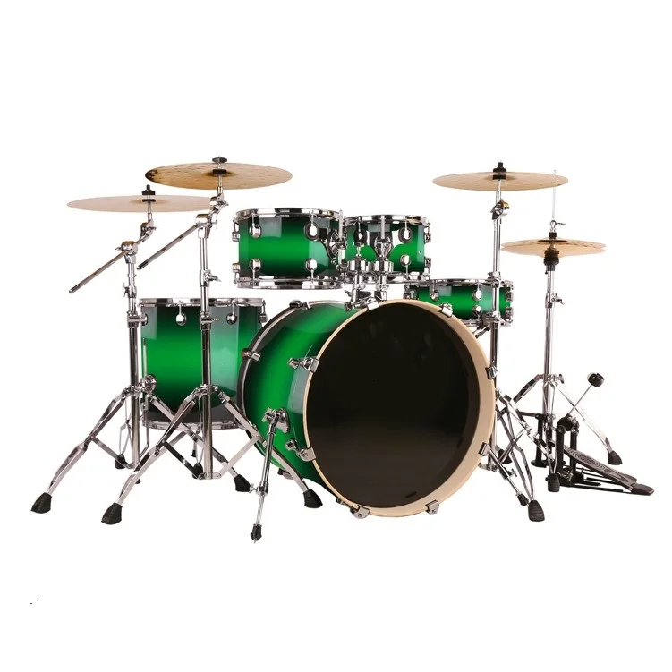 Durable 5-Piece Metal Acoustic Percussion Drum Set with Bass Drum for Live Concert