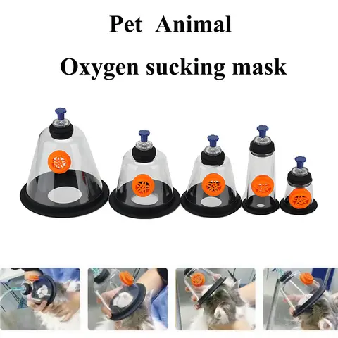 개 고양이 새 소형 및 대형 플라스틱 고효율 클리닉 도구 용품, 동물 애완 동물 분무 마스크 흡수 산소 장치
