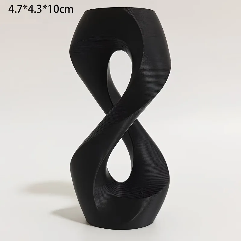 Sleek Twisted Infinity Shape 3D Printed Decor Black & White Abstract Hollow Decorative Modern Minimalist Tabletop Ornaments