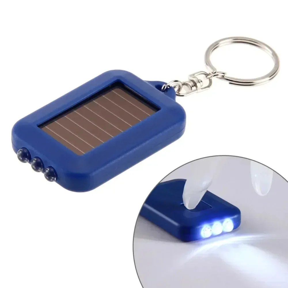 LED Mini Solar Light Pocket-sized High Brightness Small Flashlight with Key Chain Solar Charging Keychain Flashlights Home