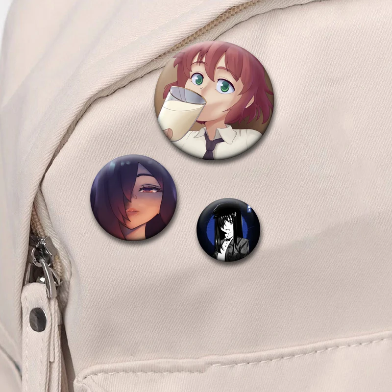 أنيمي كاتاوا شوجو شارة ايكيزاوا هاناكو الكرتون التلبيب دبابيس دبابيس مستديرة رائعة لحقيبة الظهر اكسسوارات مجوهرات هدايا