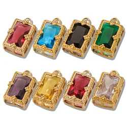 2 Pcs 10 X 17MM Crystal Rectangular Pendants Colorful Transparent Charm Jewelry DIY Retro Court Earrings Pendant Accessories
