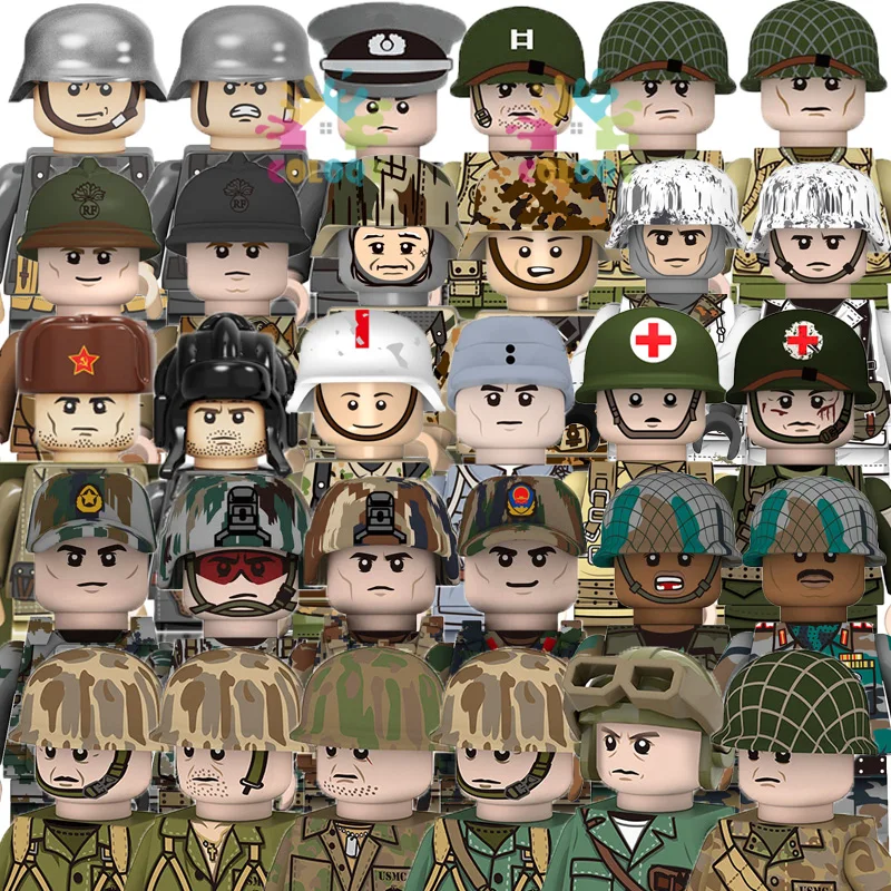 어린이용 미니 액션 피규어 장난감, WW2 육군 빌딩 블록, 미국 영국 소련 중국 프랑스 군인, 크리스마스 선물