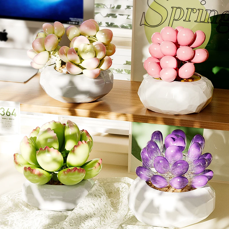 

MOC Multiple Succulent Potted Plant Building Blocks Set Flower Cactus House Decor DIY Toys For Birthday Holiday Anniversary Gift