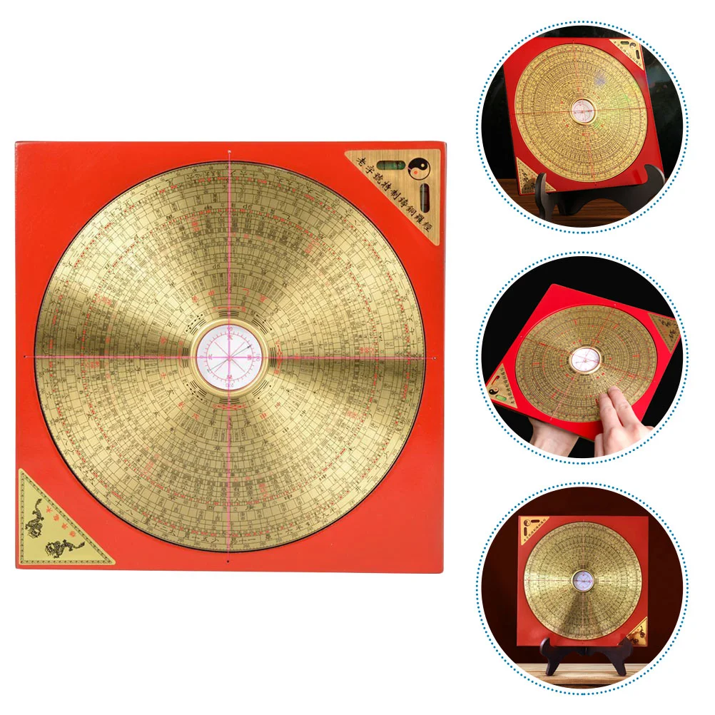 

Taoist Copper Compass Craft Square Vintage Home Decor Outdoor Multi-use Brass Small Portable