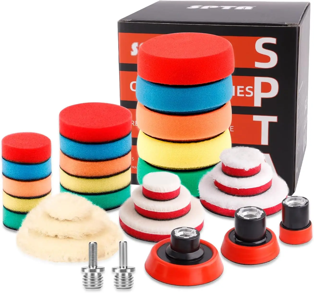 

29pcs Drill Buffing Pad Kit with 5/8-11 Thread Backing Pad & Adapters for Car Polishing, Sanding, Waxing