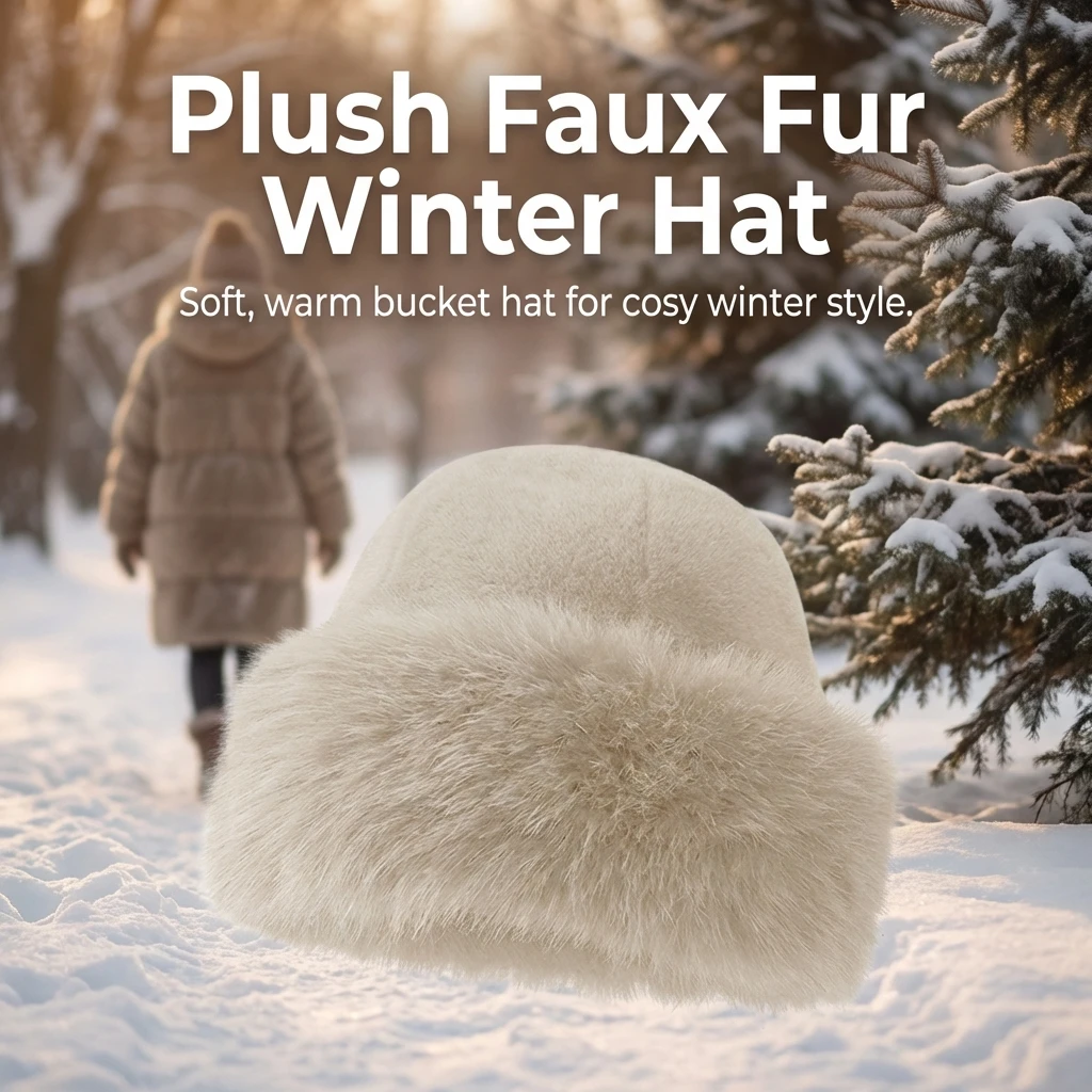 Chic Fisherman Hat Faux Fur Mongolian Style for Winter Cold Weather Warm Ear Flap Women's Headwear Cozy Outdoor Travel Gear