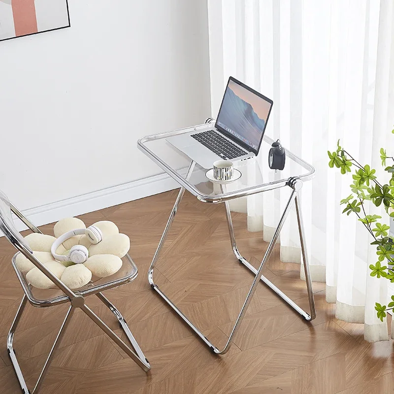 Acrylic Folding Desk Small Portable Study Desk Balcony and Bedroom Computer Table Mini Bedside Table Lightweight