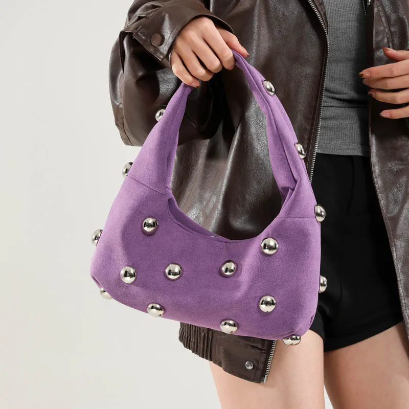 

2025 Trendy Studded Shoulder Bag, for Women Niche Internet-Famous Underarm Dumpling Bag Niche Edgy
