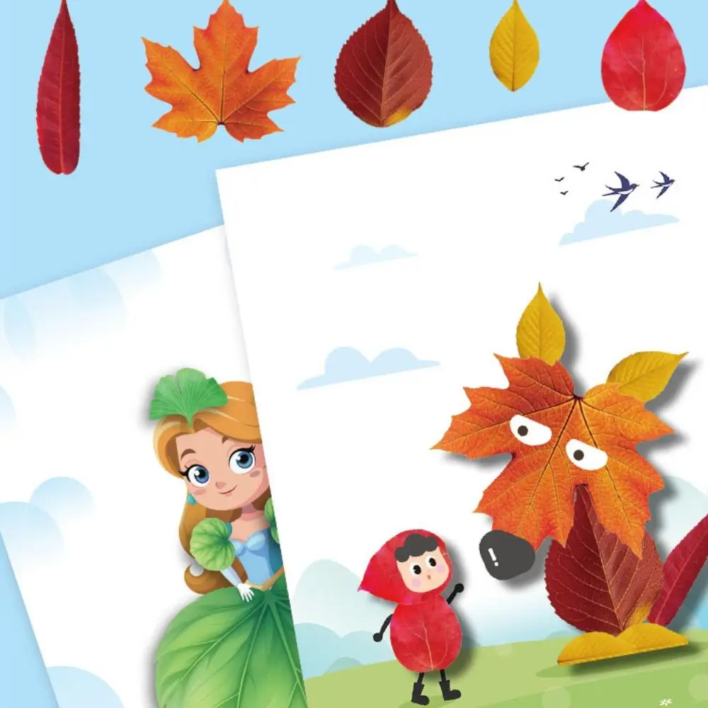 

Бумажные наклейки для рисования листьев, книги, развивающие игрушки ручной работы, набор материалов для самостоятельного изготовления, материалы для самостоятельного изготовления, книга с наклейками с героями мультфильмов Монтессори